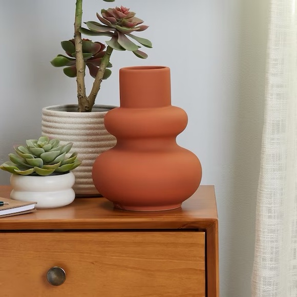 NWT Orgin 21 Orange Ceramic Modern Vase - Picture 1 of 8